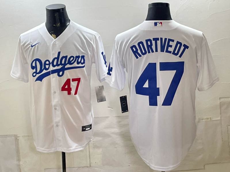 men Los Angeles Dodgers #47 Rortvedt white Game 2026 Nike MLB Jersey 081101->los angeles dodgers->MLB Jersey